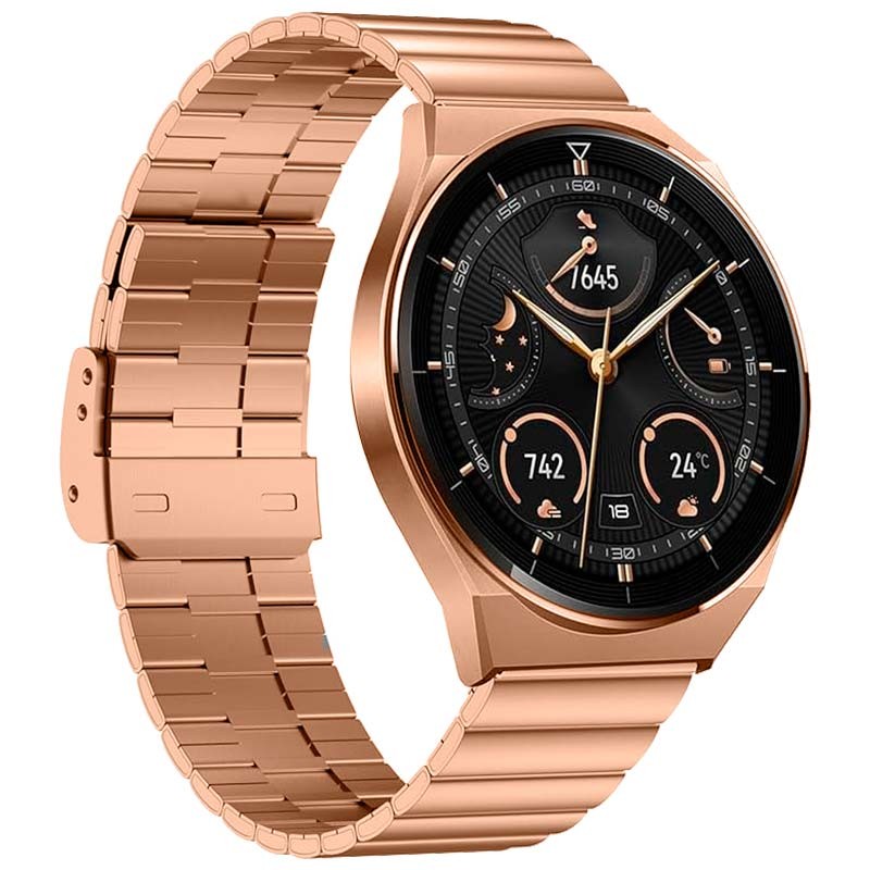 Pulseira Universal Aço Inoxidável 22mm para Smartwatch Xiaomi/Amazfit/Samsung/Huawei/Realme/Ticwatch Dourado Rosa - Item