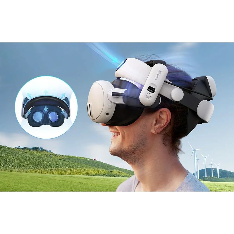 Sangle BOBOVR S3 PRO avec batterie et ventilation pour Meta Quest 3 / Quest 3S Blanc - Accessoire pour lunettes VR - Ítem1
