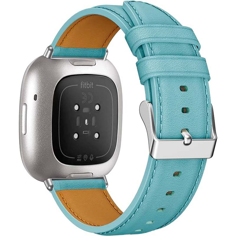 Correa de cuero azul claro para Fitbit Versa 4 - Ítem1
