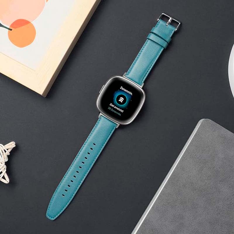 Correa de cuero azul claro para Fitbit Versa 4 - Ítem4