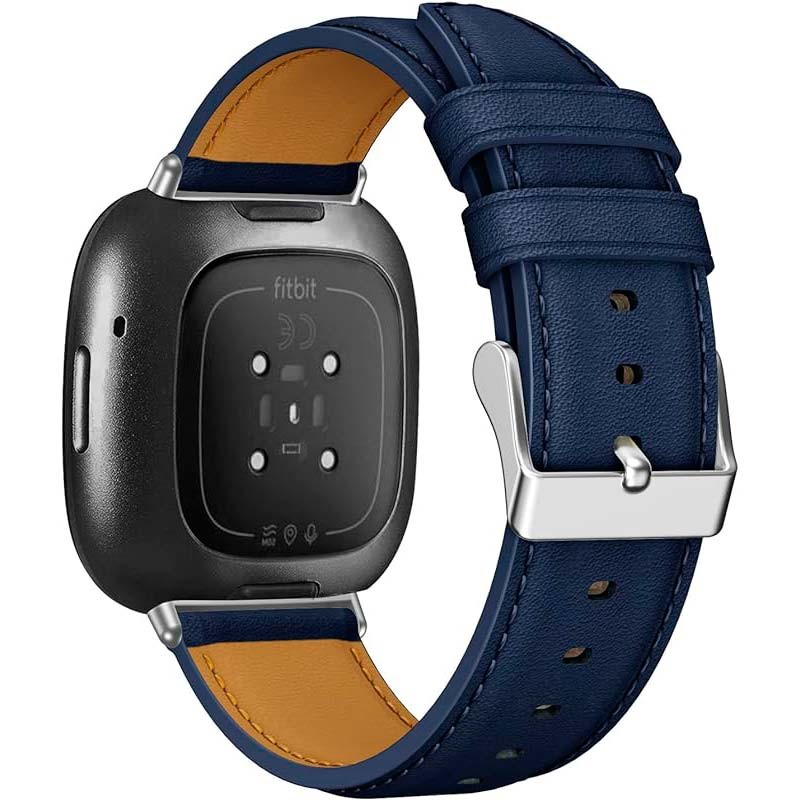 Correa de cuero azul oscuro para Fitbit Versa 4 - Ítem1