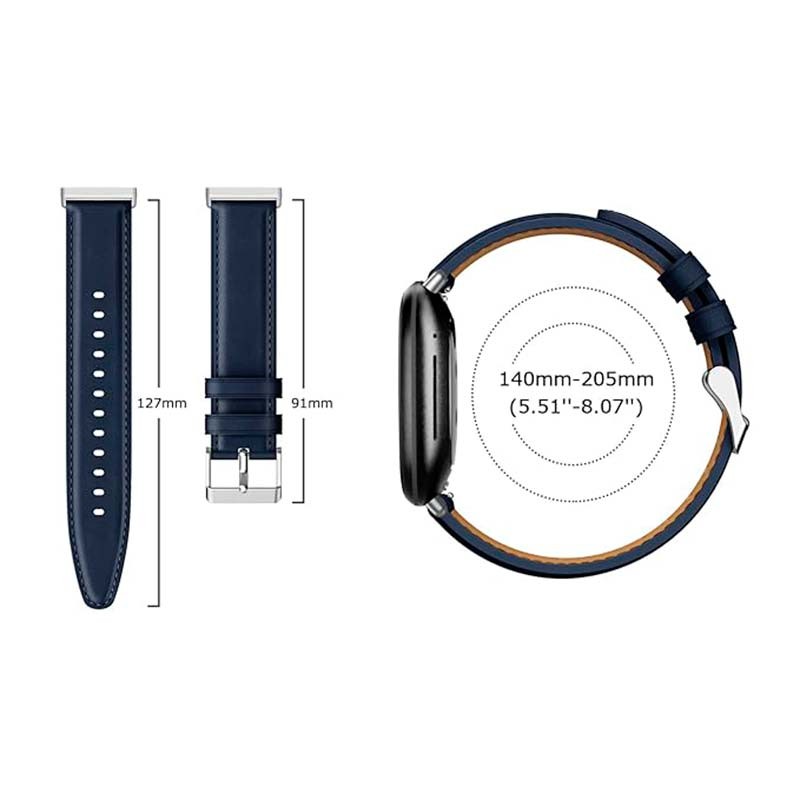 Correa de cuero azul oscuro para Fitbit Versa 4 - Ítem3