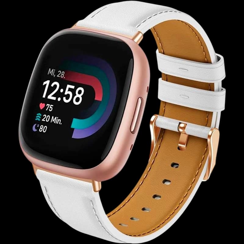 Pulseira de couro branco para Fitbit Versa 4