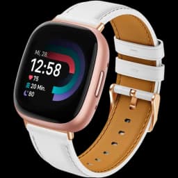 Pulseira de couro branco para Fitbit Versa 4