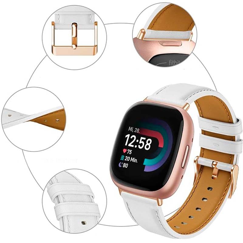 Correa de cuero blanco para Fitbit Versa 4 - Ítem2