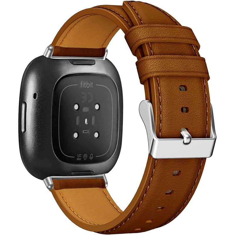 Correa de cuero marrón para Fitbit Versa 4 - Ítem1
