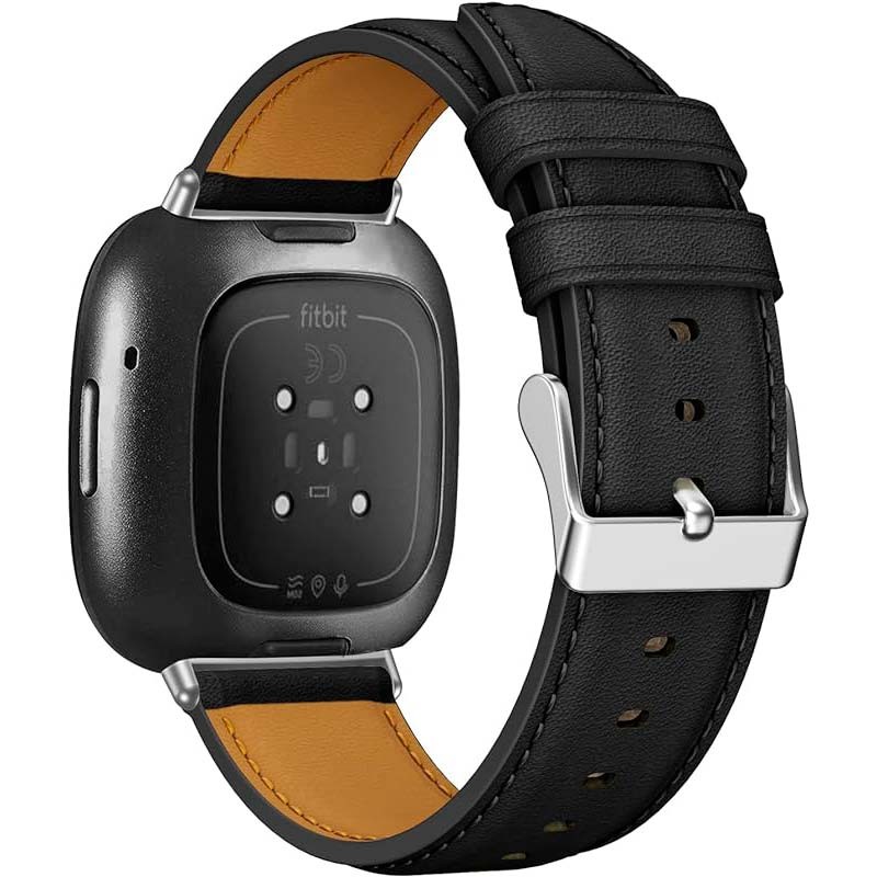 Pulseira de couro preto para Fitbit Versa 4 - Item1