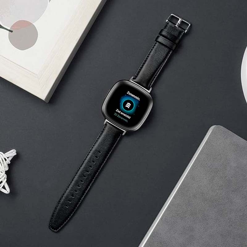 Pulseira de couro cinzento para Fitbit Versa 4 - Item4