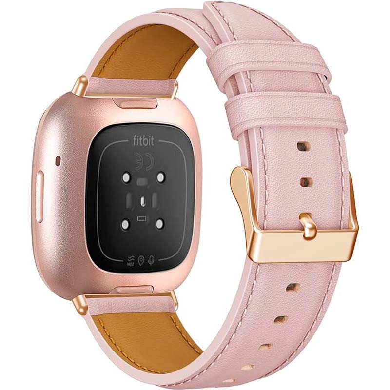 Correa de cuero rosa para Fitbit Versa 4 - Ítem1