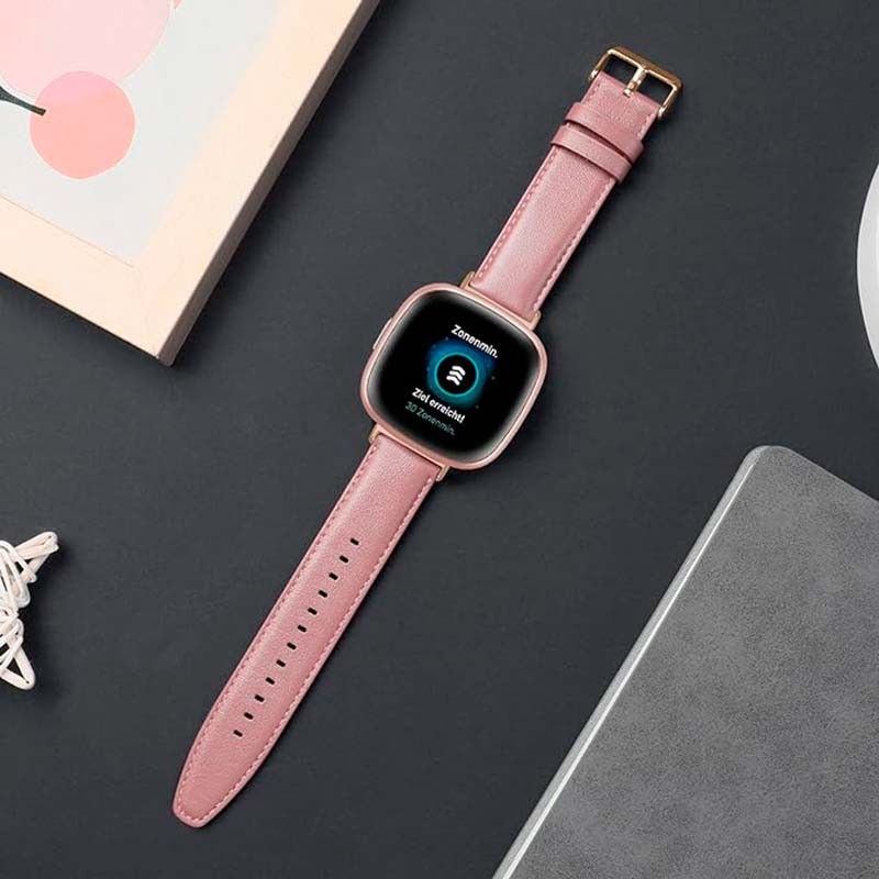 Correa de cuero rosa para Fitbit Versa 4 - Ítem4