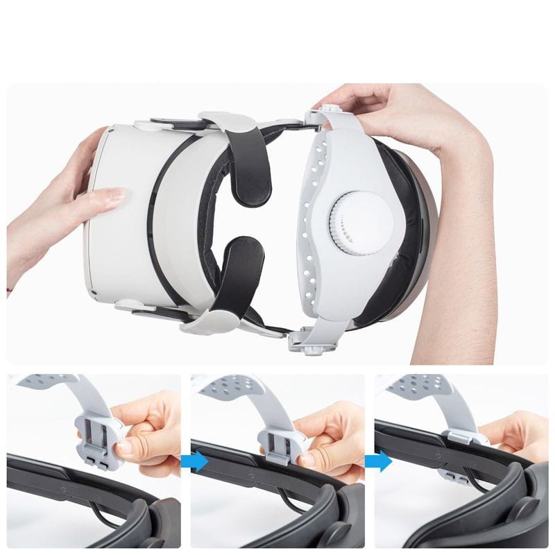 Courroie DEVASO Ajustable pour Meta Quest 3S, 3, 2, Pro, Pico 4, Pico 4 Pro Blanc - Accessoires pour lunettes VR - Ítem8