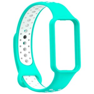 Pulseira Dual Color para Amazfit Band 7 Turquesa+Blanco