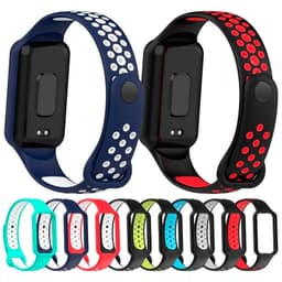 Vista traseira da Correia Dual Color para Xiaomi Smart Band 8 Active Preto+Branco