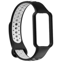 Vista frontal e lateral da Correia Dual Color para Xiaomi Smart Band 8 Active Preto+Cinzento