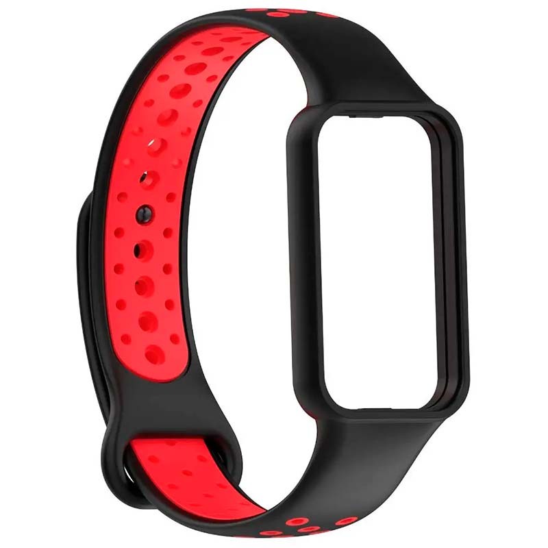 Pulseira Dual Color para Xiaomi Smart Band 8 Active Preto+Vermelho - Item1