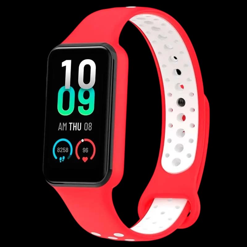Pulseira Dual Color para Xiaomi Smart Band 8 Active Vermelho+Blanco