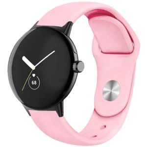 Bracelet Universel Elegance Silicone 20mm Rose pour Smartwatch Xiaomi/Amazfit/Samsung/Huawei/Realme/Ticwatch