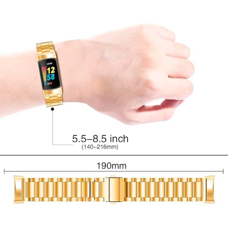 Bracelet en métal à maillons dorée pour Fitbit Charge 6 - Ítem3