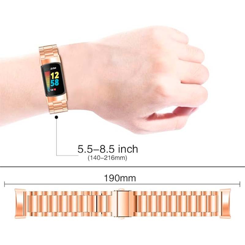 Bracelet en métal à maillons rose pour Fitbit Charge 6 - Ítem3