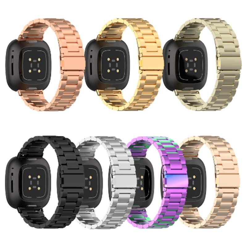 Pulseira metálica de elos champanhe para Fitbit Versa 4 - Item6