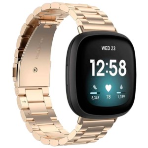 Pulseira metálica de elos champanhe para Fitbit Versa 4