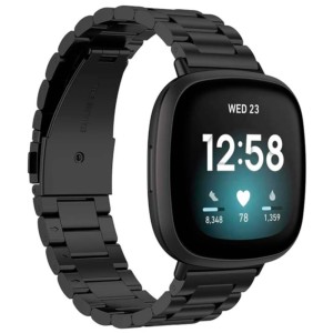 Correa metálica de eslabones negra para Fitbit Versa 4