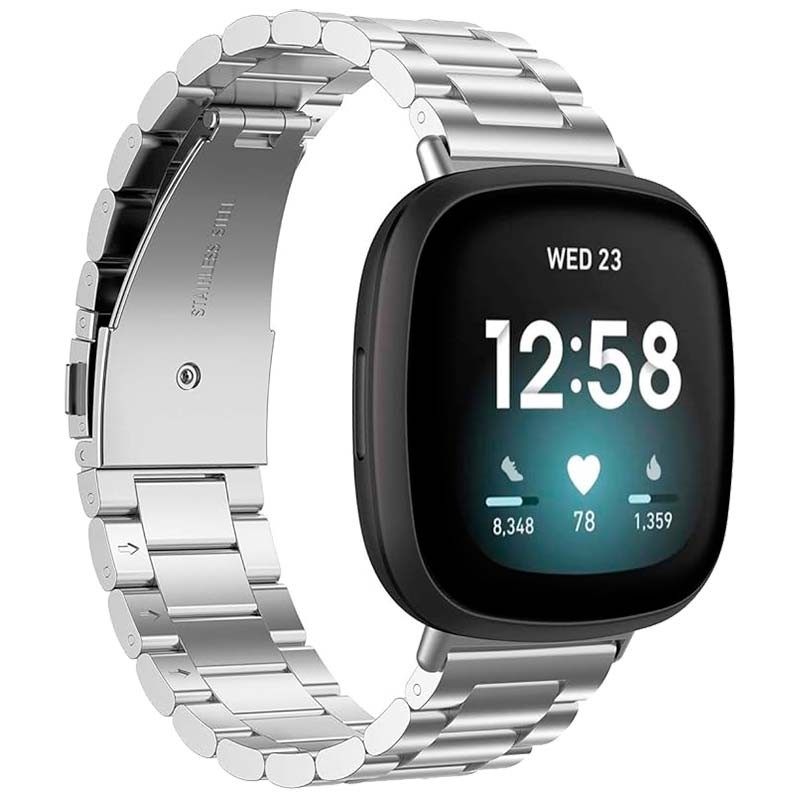 Pulseira metálica de elos prateada para Fitbit Versa 4 - Item