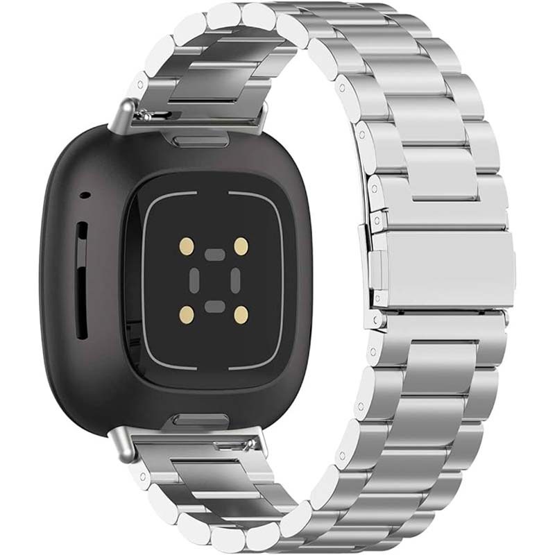 Pulseira metálica de elos prateada para Fitbit Versa 4 - Item1