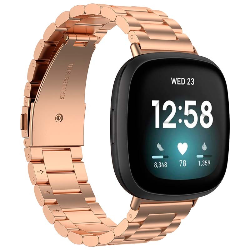 Correa para Fitbit Versa 4 - Acero inoxidable - Eslabones - Dorado Rosa