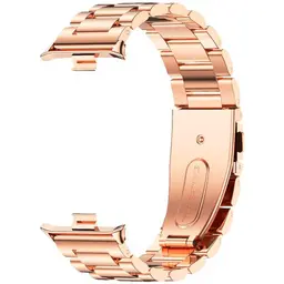 Vista frontal da correia metálica de elos dourado rosa para Xiaomi Smart Band 8 Pro