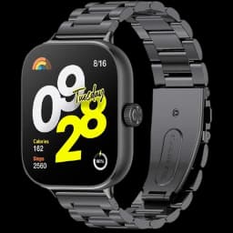 Bracelet métal noir à maillons pour Xiaomi et Redmi, finition brillante, fermoir déployant, compatible Band 9 Pro 8 Pro 10 Pro et Redmi Watch 4 5 6