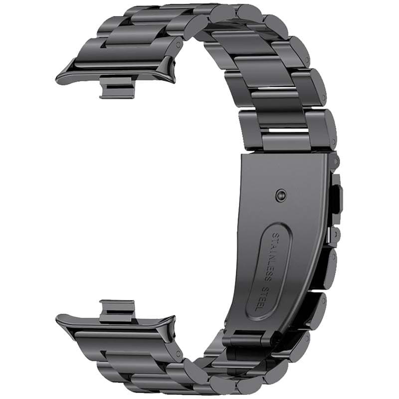 Vue de face du bracelet métallique à maillons noirs pour Xiaomi Smart Band 8 Pro