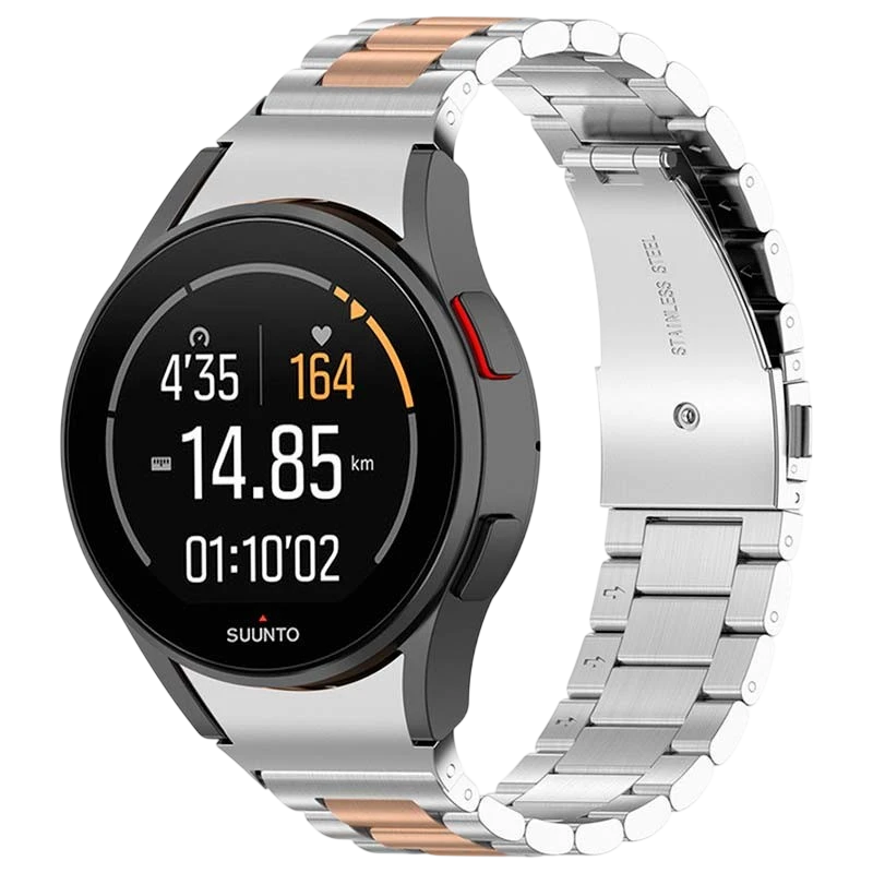 Pulseira metálica de elos prateada e dourado rosa para Samsung Galaxy Watch - Item