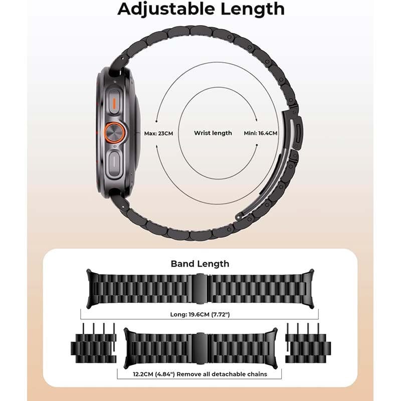 Bracelet en métal à maillons Samsung Galaxy Watch Ultra Noir - dimensions