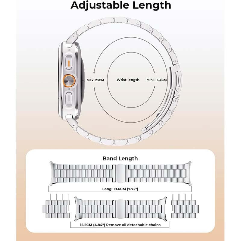 Correa Metal Eslabones Samsung Galaxy Watch Ultra Plata - dimensiones