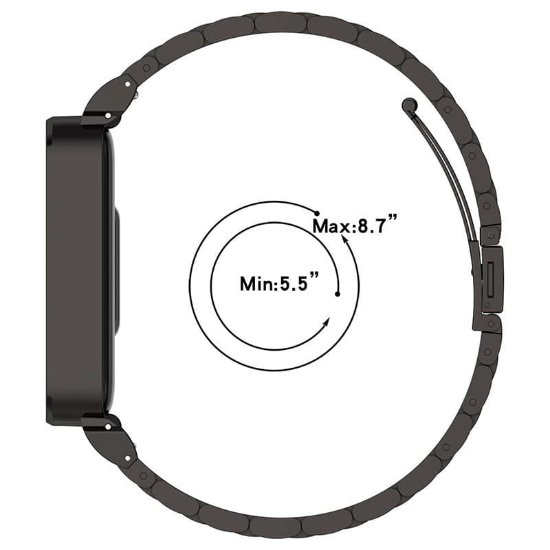 Pulseira metálica de elos prateada para Xiaomi Smart Band 9 Active - medidas
