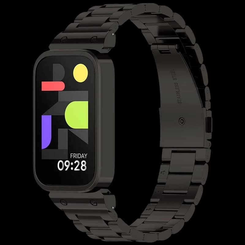 Bracelet Métal Maillons Xiaomi Mi Smart Band 9 Active / Redmi Smart Band 3 Noir