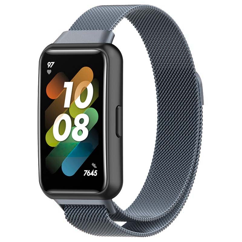 Silver Grey Magnetic Milanese Strap compatible with Huawei Band 7