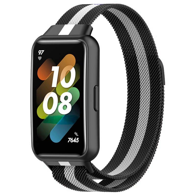White Racing Magnetic Milanese Strap compatible with Huawei Band 7