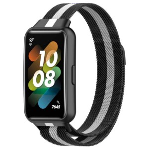 Bracelet Huawei Band 7 Milanais Magnétique Racing Noir et Blanc