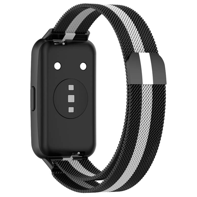 Pulseira Huawei Band 7 Milanesa Magnética Racing Preto e Branco - Item1