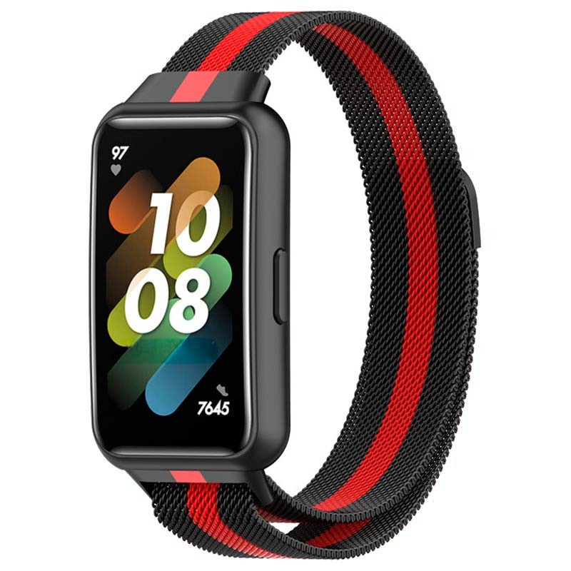 Correa Huawei Band 7 Milanesa Magnética Racing Negro y Rojo - Ítem