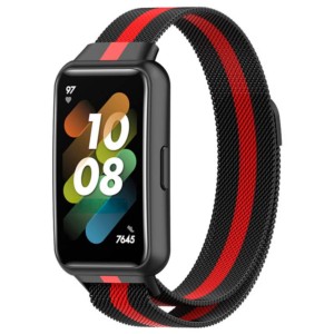 Pulseira Huawei Band 7 Milanesa Magnética Racing Preto e Vermelho