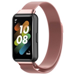 Pink Magnetic Milanese Strap compatible with Huawei Band 7