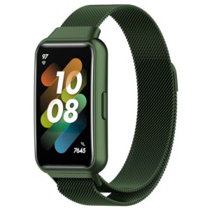 Bracelet milanais magnétique compatible avec Huawei Band 7 de couleur Vert Forêt