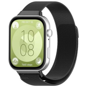 Pulseira milanesa magnética preta para Huawei Watch Fit 3