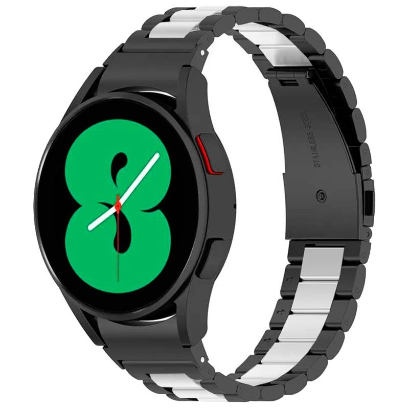 Pulseira metálica de elos preta e prateada para Samsung Galaxy Watch - Item