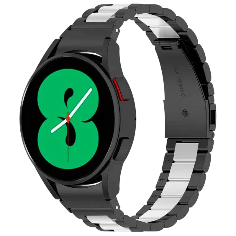 Pulseira metálica de elos preta e prateada para Samsung Galaxy Watch - Item