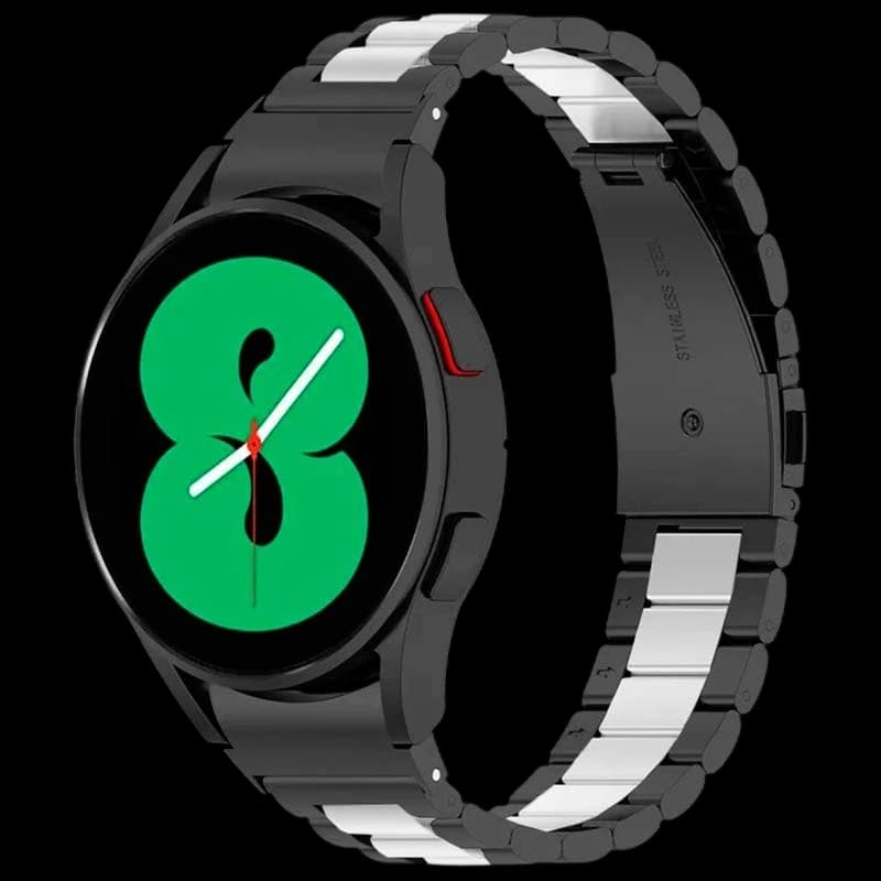 Bracelet en métal à maillons noir et argent pour Samsung Galaxy Watch