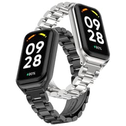 Vista frontal da Correia metálica de elos negra para Xiaomi Smart Band 8 Active